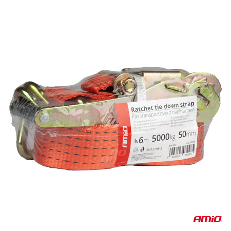 Pas transportowy z napinaczem 5000kg 50mm 6m AMIO-03298