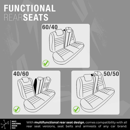 Komplet pokrowców na fotele samochodowe OTOM LIMITED 102 BLACK/GREY 3-ZIP