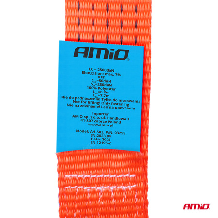 Pas transportowy z napinaczem 5000kg 50mm 8m AMIO-03299