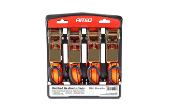 Pasy transportowe z napinaczem - zestaw komplet 700 kg 25 mm 4,5 m 4 szt. BELT-03 AMIO-02496