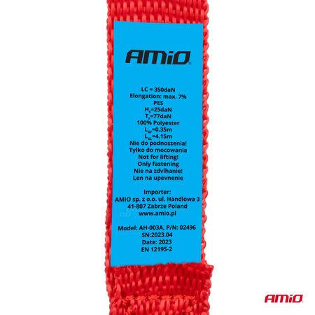 Pasy transportowe z napinaczem - zestaw komplet 700 kg 25 mm 4,5 m 4 szt. BELT-03 AMIO-02496