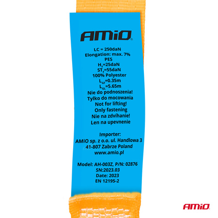 Pas transportowy z napinaczem 500 kg 25 mm 6 m BELT-08 AMIO-02876