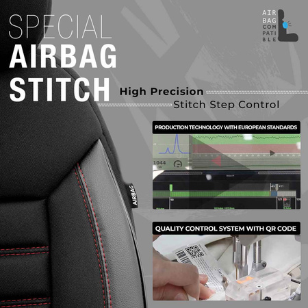 Komplet pokrowców na fotele samochodowe OTOM LIMITED 101 BLACK/RED 3-ZIP