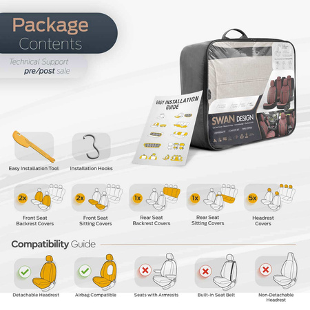 Komplet pokrowców na fotele samochodowe OTOM SWAN 503 BEIGE 3-ZIP