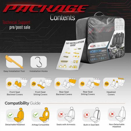 Komplet pokrowców na fotele samochodowe OTOM HORIZON 1801 RED 3-ZIP