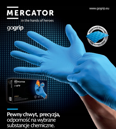 Rękawice nitrylowe Mercator GoGrip Black 50 sztuk rozmiar XXL